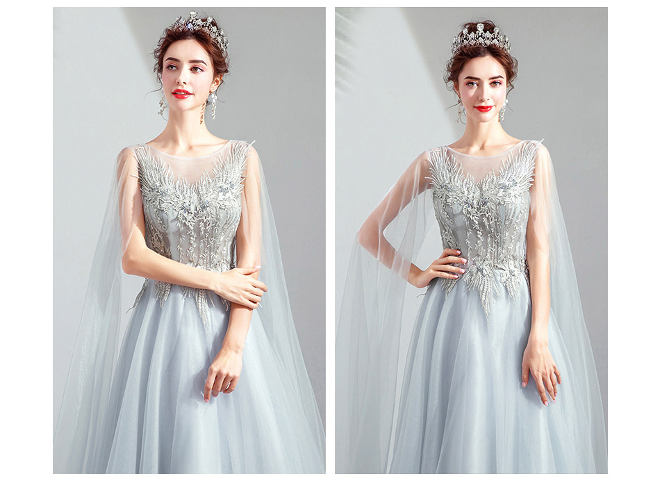 DL104 **พรีออเดอร์** ชุดออกงานสีเทา ชุดราตรี เดรสยาวออกงาน (Night party dresses) ชุดไปงานแต่งงานสวยๆ "ธีมสีเทา"