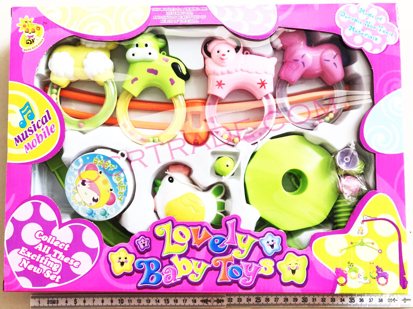 โมบายการ์ตูนยางนิ่มไขลาน มีเพลงกล่องชมพู 39 ซม.(1x3)