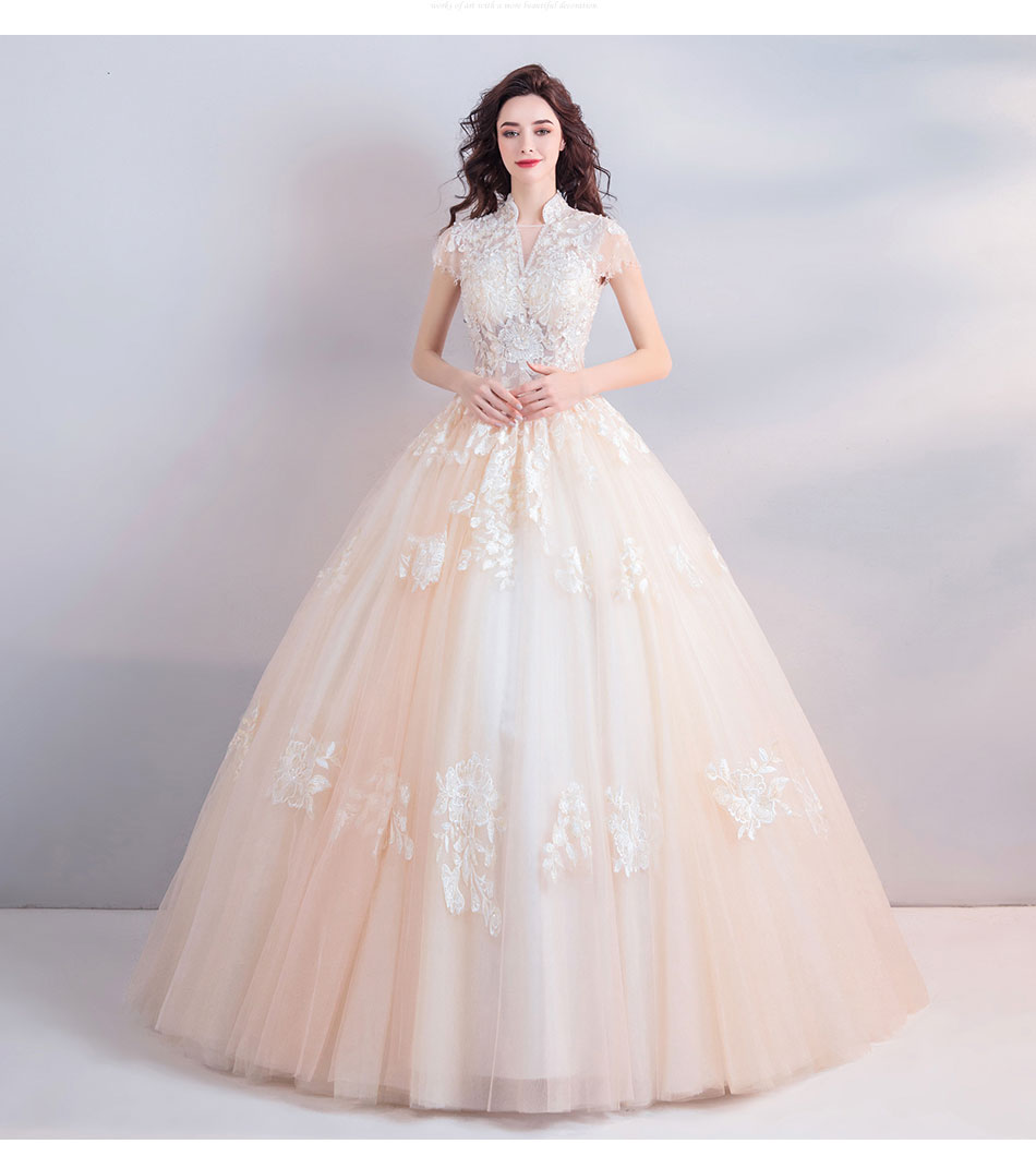 DL094 **พรีออเดอร์** ชุดออกงานสีครีม ชุดราตรี เดรสยาวออกงาน (Night party dresses) ชุดไปงานแต่งงานสวยๆ "ธีมสีครีม"