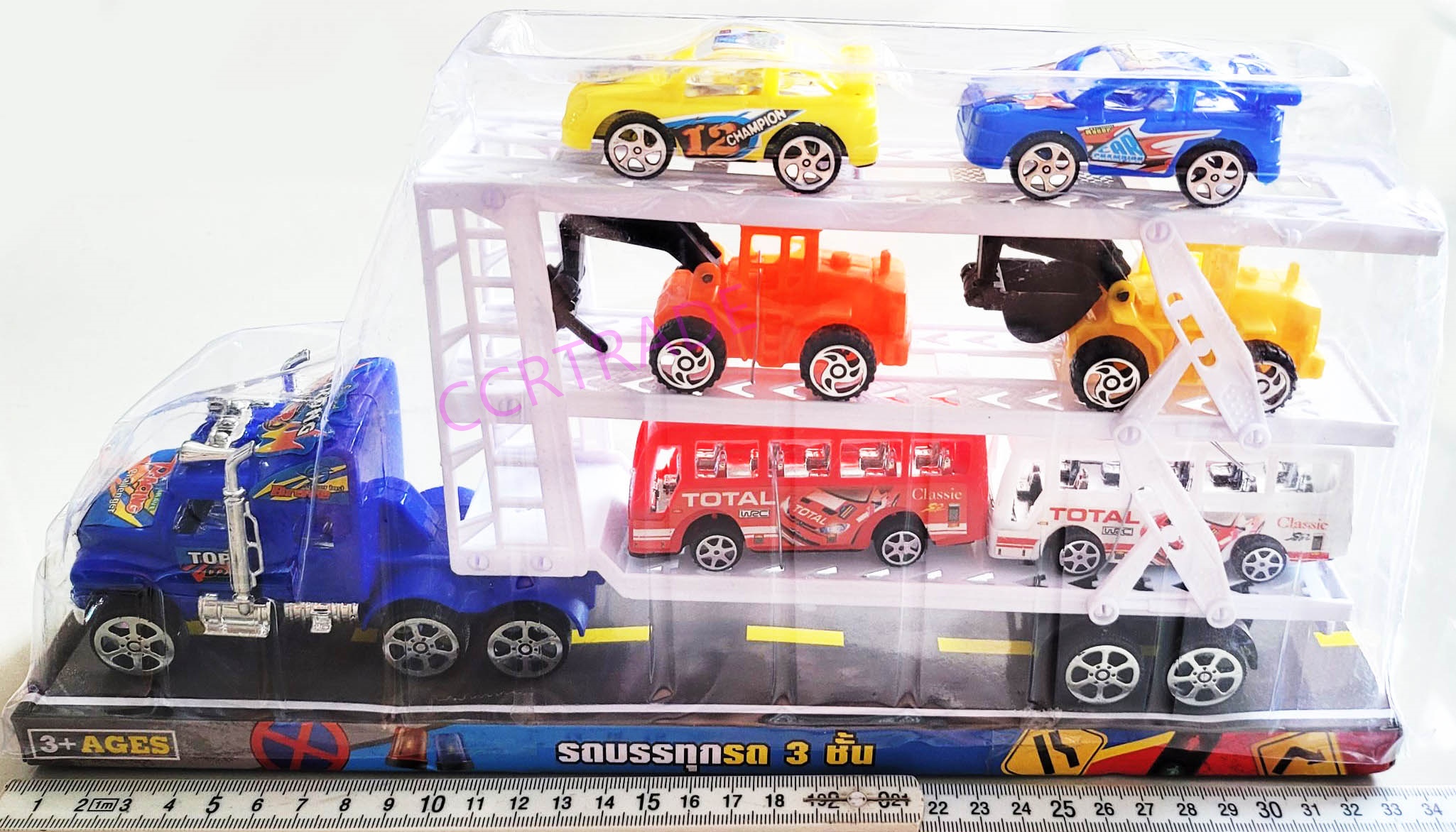 รถบรรทุกสีสด 3 ชั้น มีลานฝาครอบ 17.5x33 ซม.(1x3)