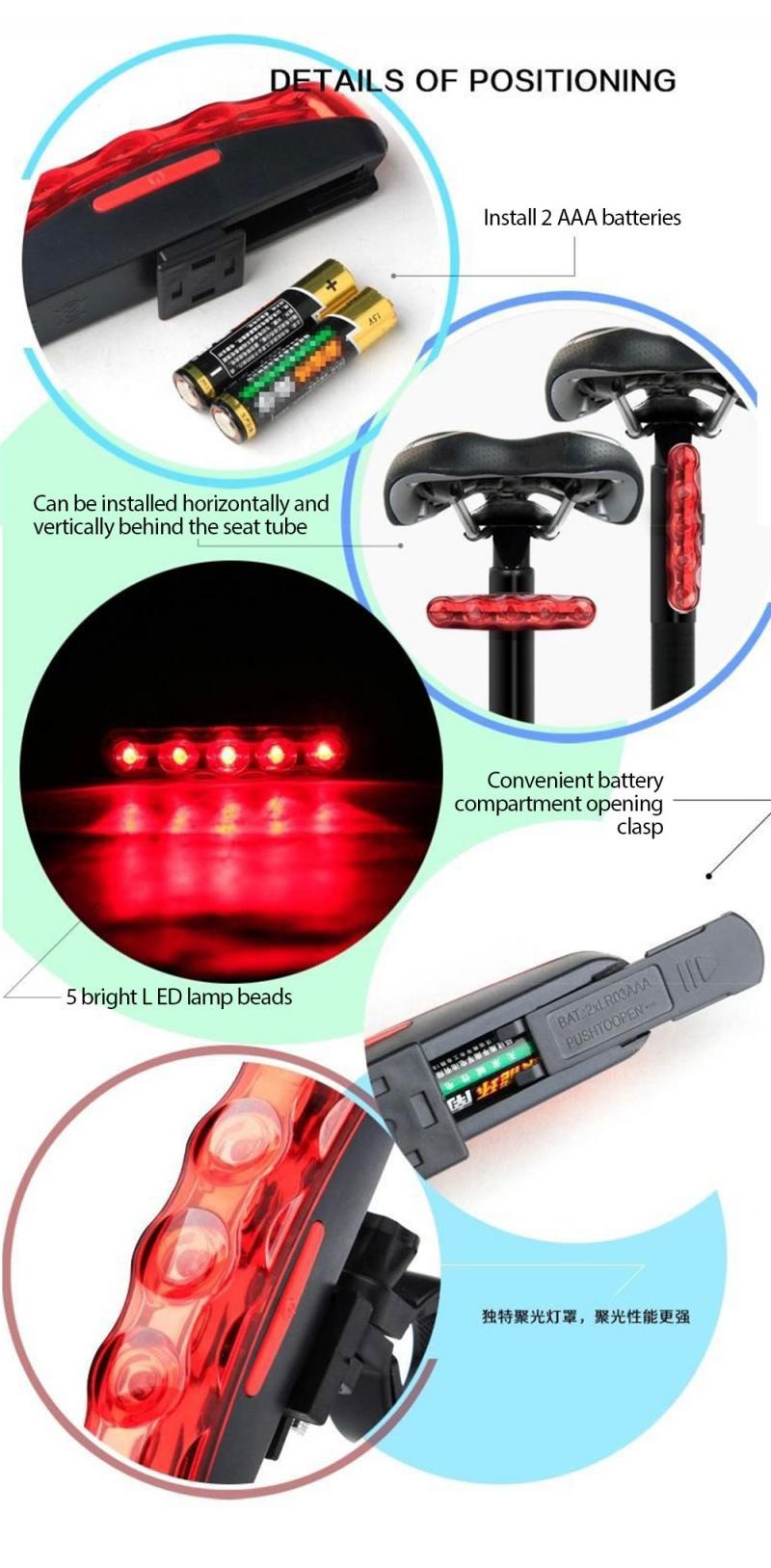 ไฟท้ายจักรยานทรงมะขาม THAIBIKE 02 LED 5 หลอด