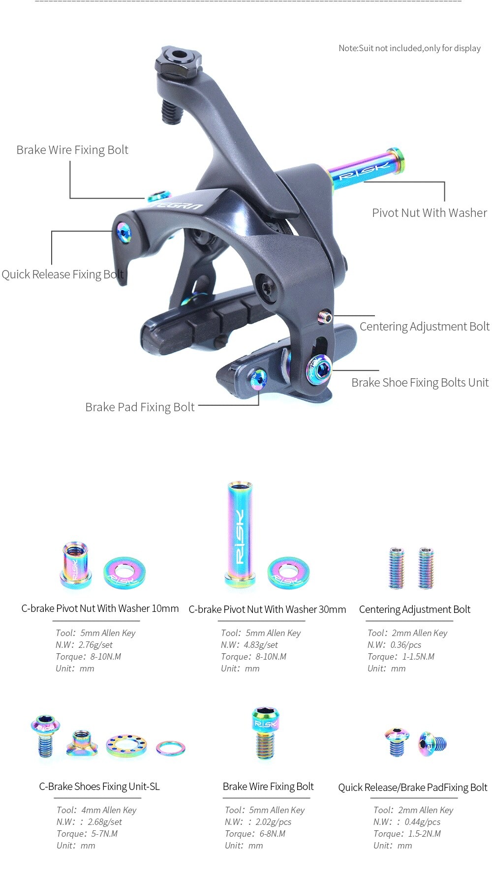 ชุดเซ็ตน็อตไทเทเนี่ยมแท้ RISK สำหรับชุดขับ SHIMANO ULTEGRA R8000
