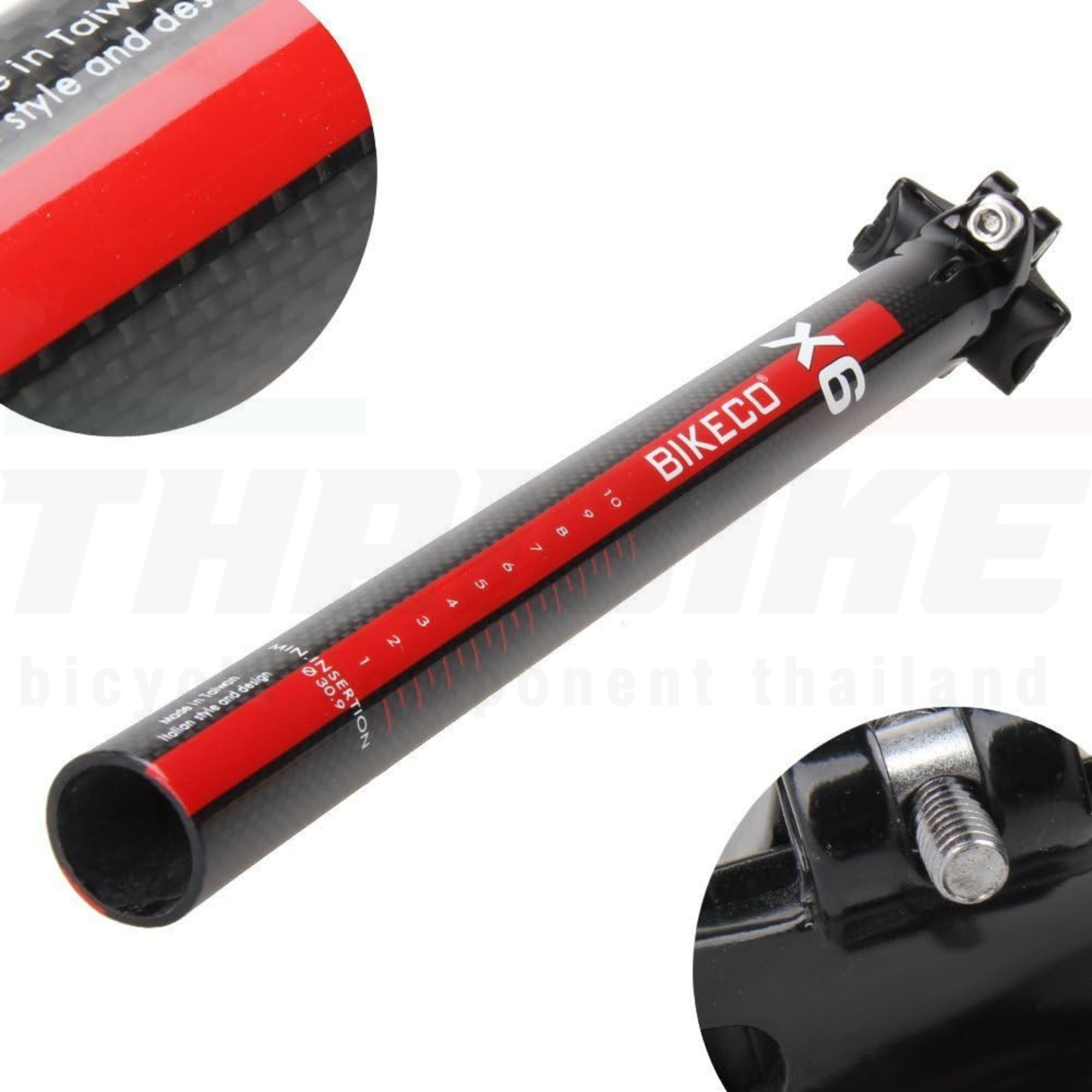 หลักอานจักรยานแบบตรงฟูลคาร์บอน BIKECO X6 27.2 30.9 31.6 400มม.