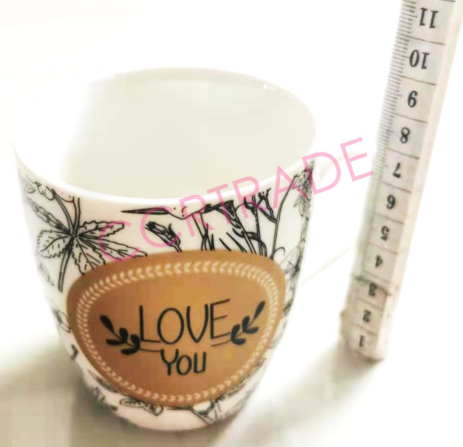 แก้วกระเบื้องทรงสูง มีหู Gold 7.5x8 ซม.(งานหนา)