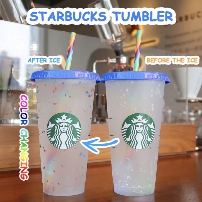 แก้วเปลี่ยนสีตามอุณหภูมิ starbucks🎠 รุ่น limited🎉 พร้อมส่งจากไทย 🎁ค่าส่งถูก‼️แก้วใส่น้ำเย็นแล้วเปลี่ยนสี
