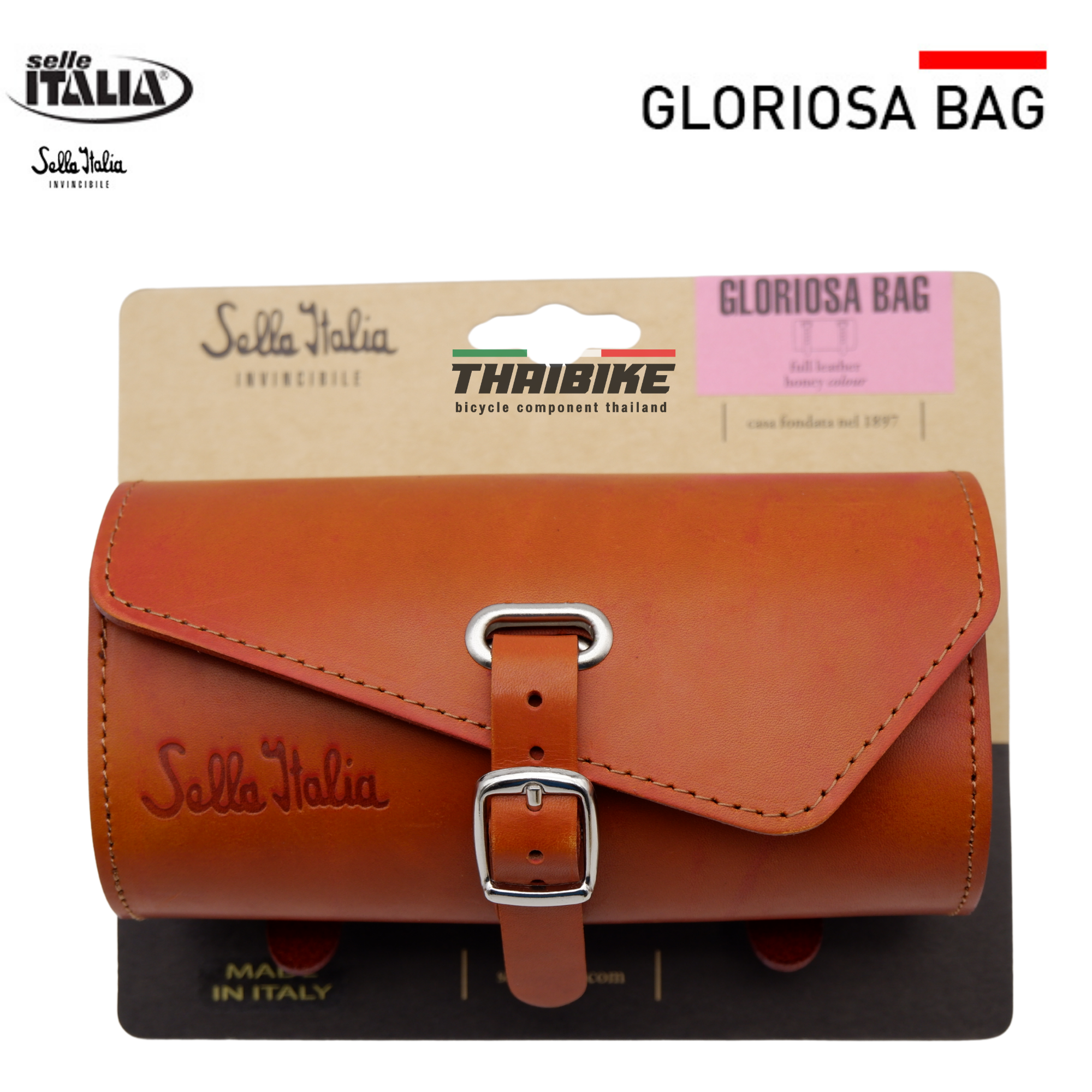 กระเป๋าติดใต้อานจักรยาน SELLE ITALIA GLORIOSA BAG, ทำจากหนังแท้