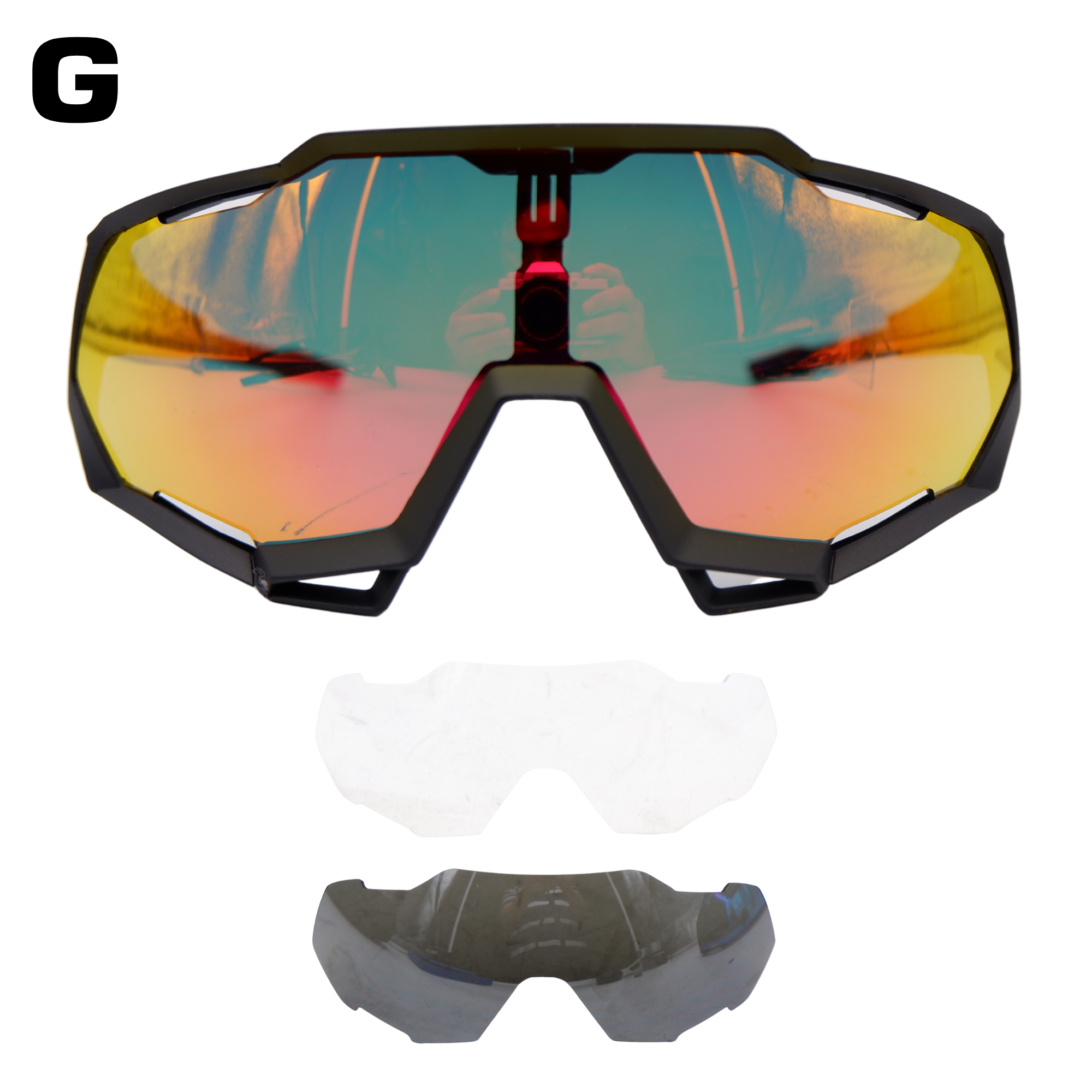 แว่นตาปั่นจักรยาน T-REX แบบเปลี่ยนเลนส์ 3 เลนส์ รุ่น 9312 สี ใส ดำ รุ้ง