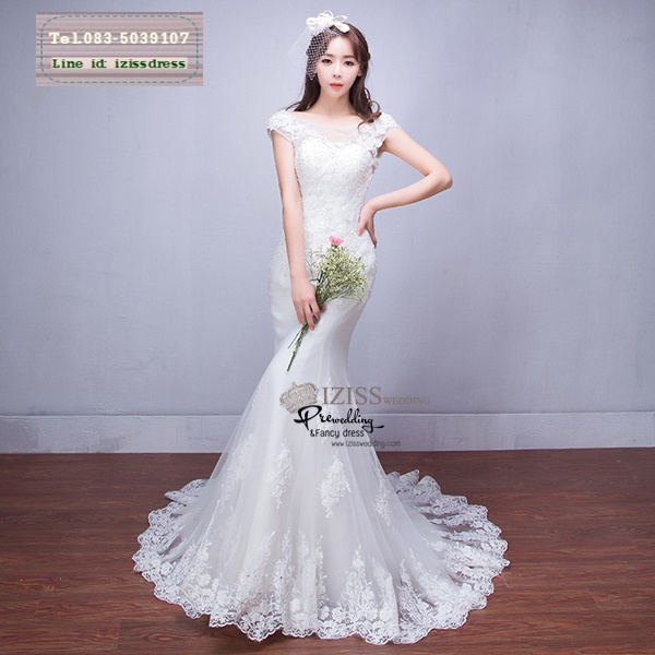 BR248 **พรีออเดอร์**ชุดแต่งงาน&ชุดเจ้าสาวแบบยาวสีขาวเกรดพรีเมี่ยม เปิดไหล่ มีแขน หรูหราน่ารัก สวยโดดเด่นไม่ซ้ำใคร