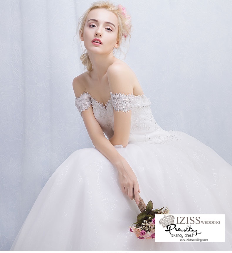 ฺBR106 **พรีออเดอร์**ชุดแต่งงาน&ชุดเจ้าสาวแบบยาวสีขาวเกรดพรีเมี่ยม เปิดไหล่ มีแขน หรูหราน่ารัก สวยโดดเด่นไม่ซ้ำใคร