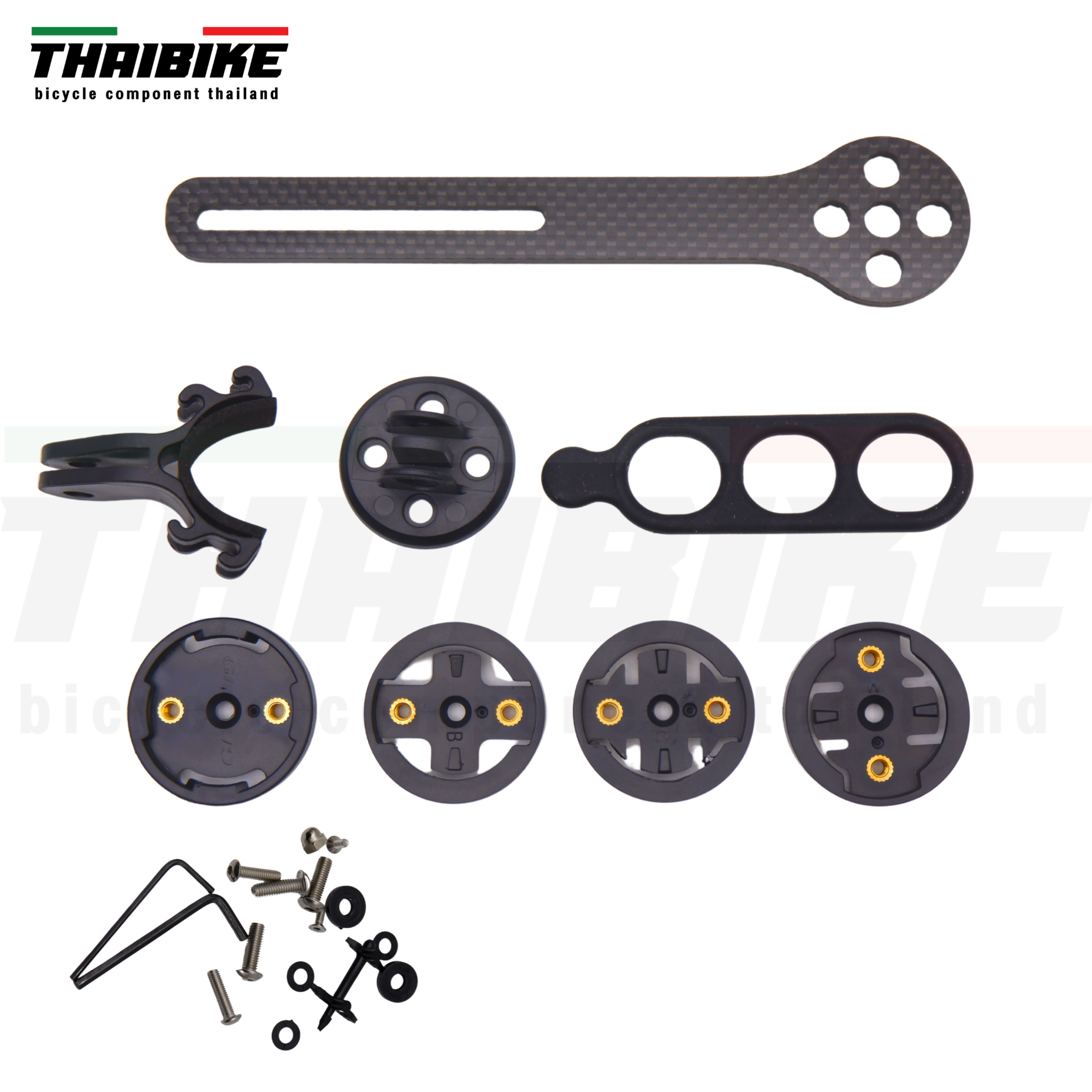 ขายึดไมล์คาร์บอนใส่แฮนด์อินทริเกต แบบมีที่ยึดไฟ THAIBIKE FOR GARMIN BRYTON WAHOO GIANT GOPRO