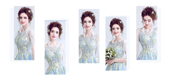 DL028 - **พรีออเดอร์** ชุดราตรี เดรสยาวออกงาน (Night party dresses) ชุดไปงานแต่งงานสวยๆ "ธีมสีฟ้าปักดอกสีเหลือง "