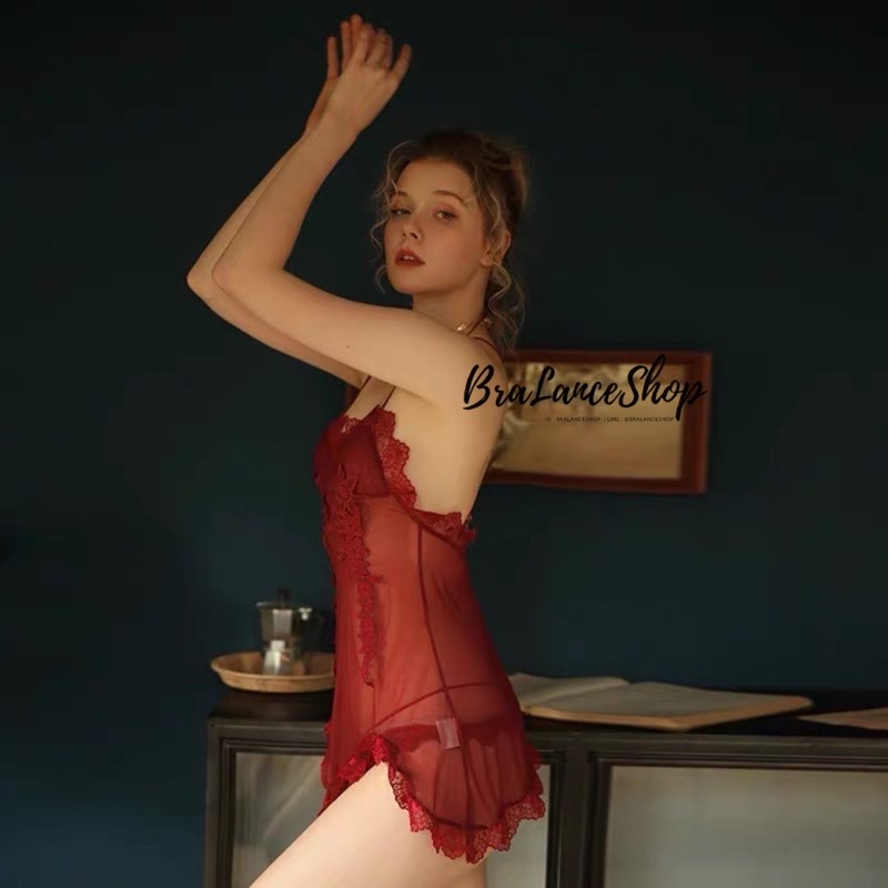 BLS✿483 ชุดนอนลูกไม้ซีทรู