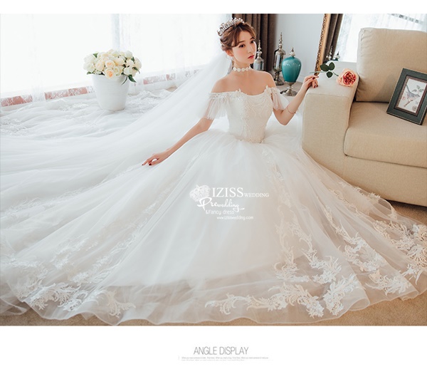 BR348 **พรีออเดอร์**ชุดแต่งงาน&ชุดเจ้าสาวแบบยาวอลังการ สีขาวเกรดพรีเมี่ยม หรูหราน่ารัก สวยโดดเด่นไม่ซ้ำใคร