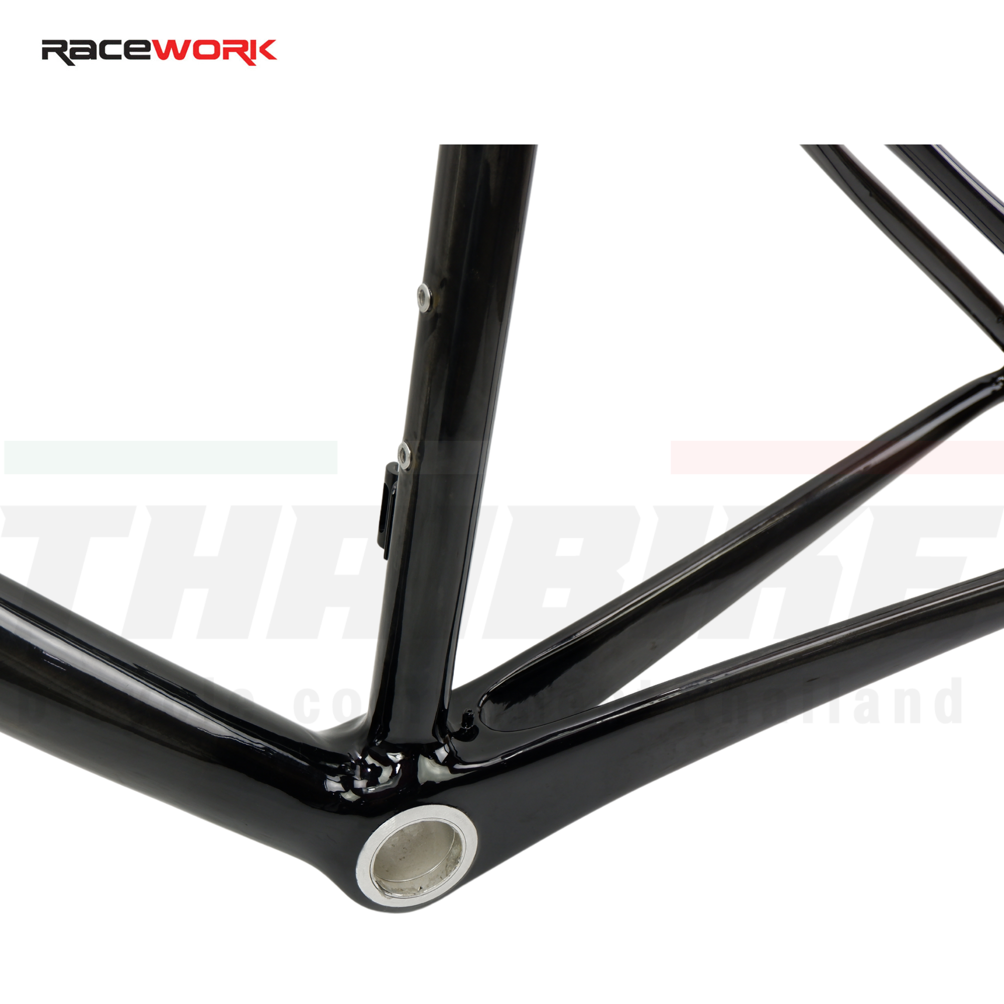 RACEWORK II เฟรมจักรยานเสือหมอบคาร์บอนแท้ สีดิบ (Full Carbon Frame) น้ำหนักเบา พร้อมตะเกียบ หลักอาน ถ้วยคอ สตาร์นัท สีดำ ขนาด 49/51/53