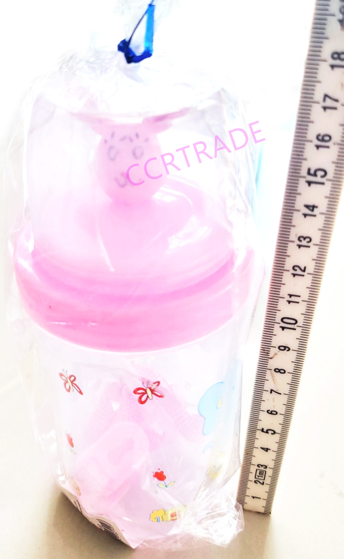 กระติกน้ำกระต่ายสีใส+สายสะพาย 7x16.5 ซม.