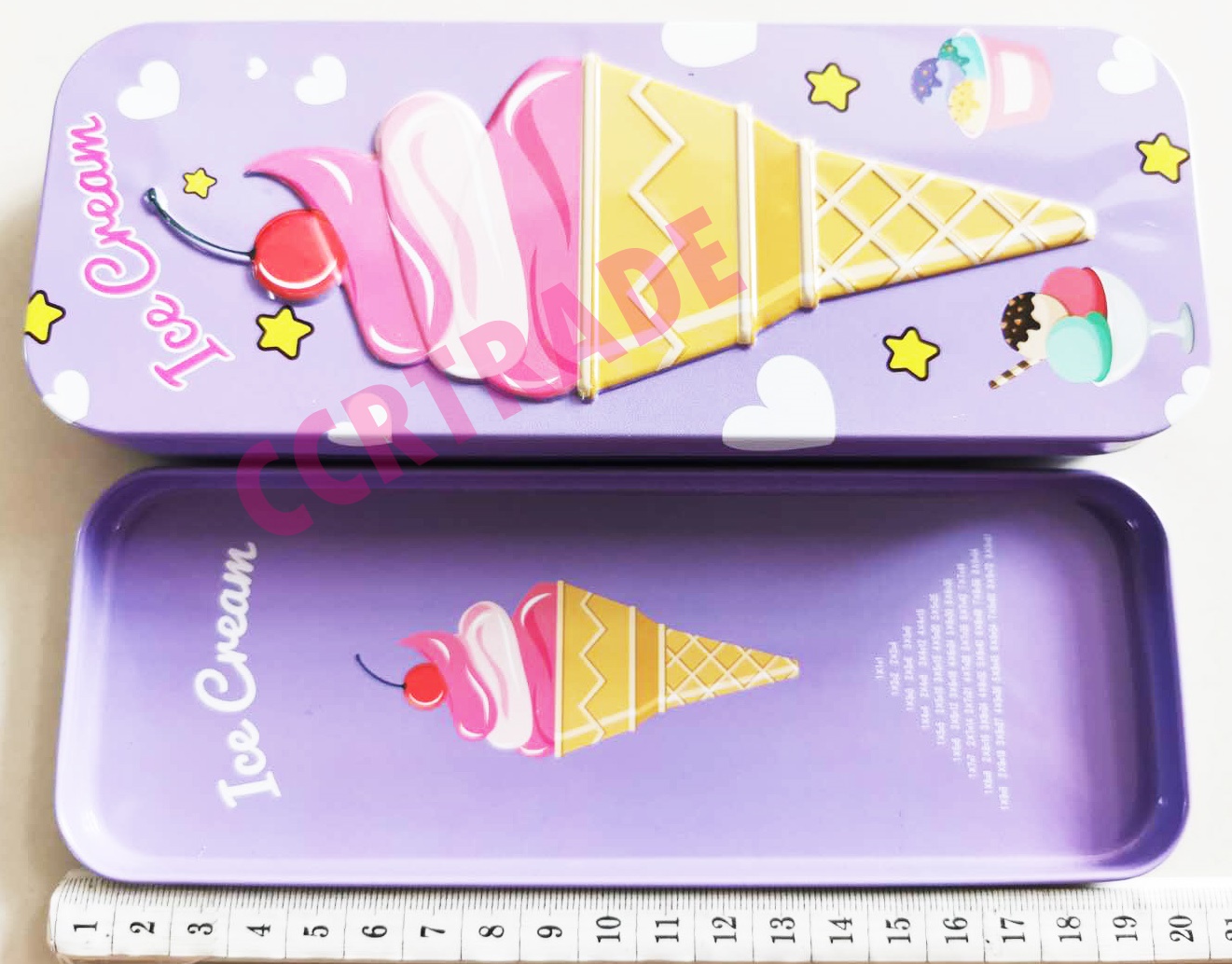 กล่องดินสอเหล็ก 2 ชั้น(ไอติม) 20.5 ซม.