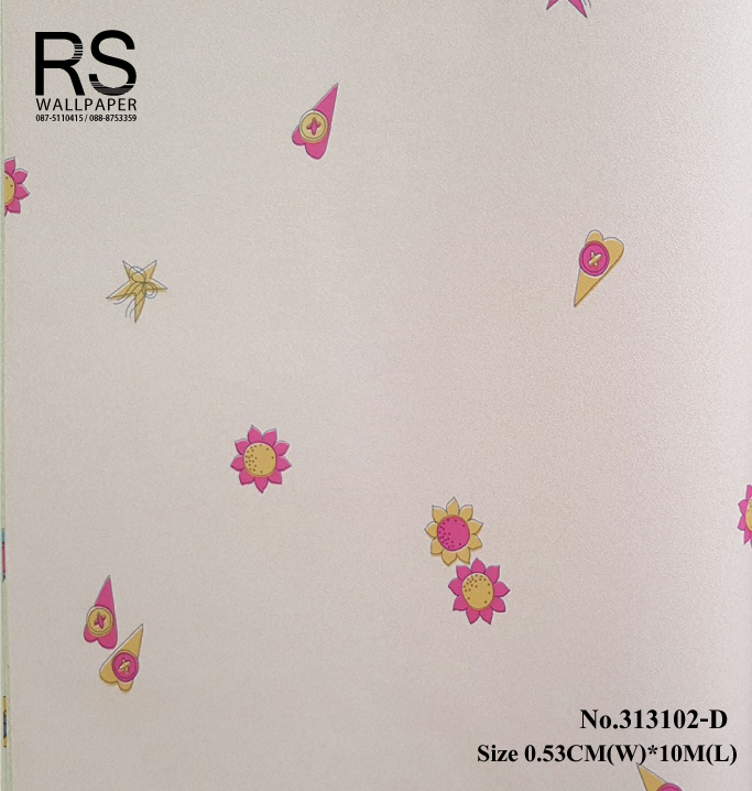 วอลเปเปอร์ ล้างสต๊อก ลายดอกทานตะวัน พื้นสีชมพูโอรส 313102-D
