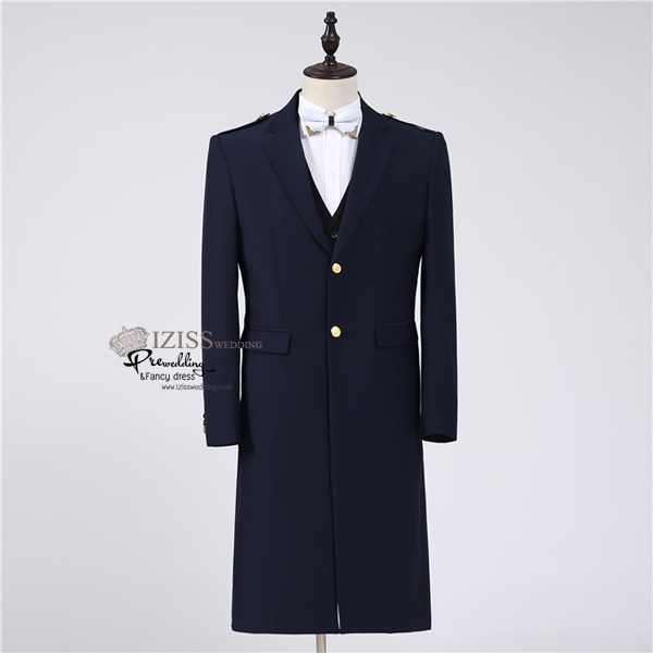 ST113- **พรีออเดอร์มีสีน้ำเงินและสีดำ** สูทยาวแฟนซีผู้ชายสีน้ำเงินและสีดำ ชุดสูทเจ้าบ่าว สูทแฟนซี ถ่ายพรีเวดดิ้ง & ชุดแต่งงานแฟนซี (Fancy wedding dress) สูทผู้ชายสีน้ำเงิน และสีดำ