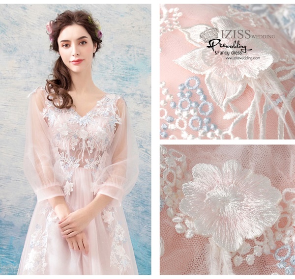 DL076 - **พรีออเดอร์** ชุดราตรี เดรสยาวออกงาน (Night party dresses) ชุดไปงานแต่งงานสวยๆ "ธีมสีขาวแต่งดอก 3D"