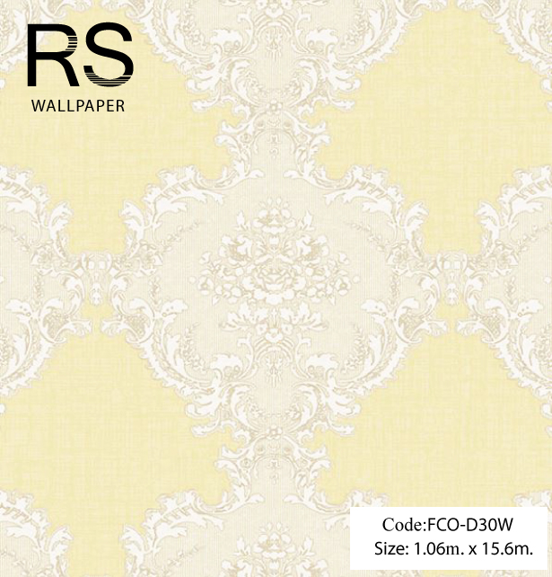 วอลเปเปอร์ลายหลุยส์โทนขาวพื้นสีทองอมขาว FCO-D30W