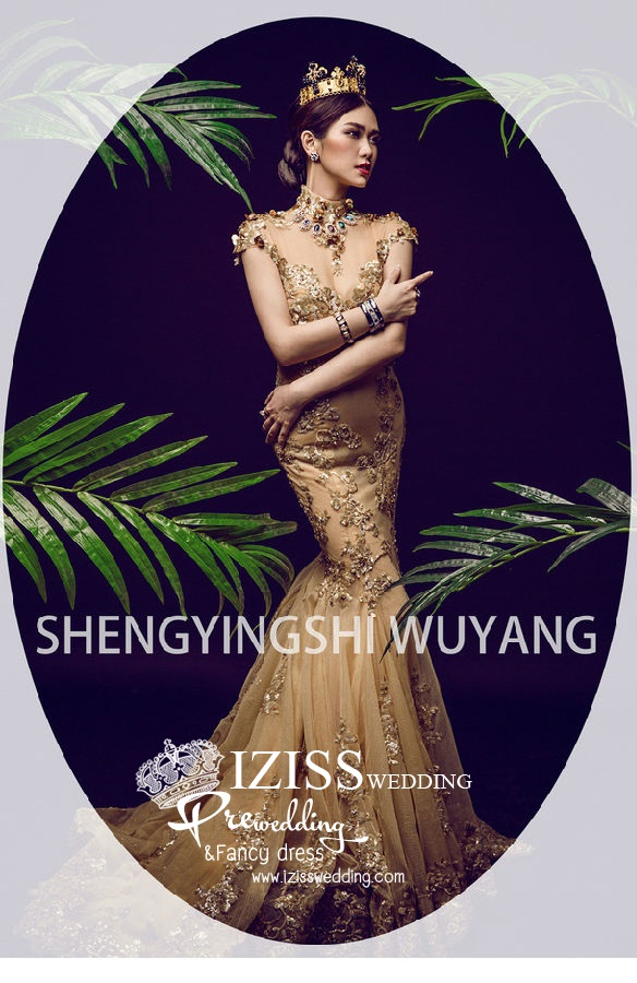 PW283 - Preorder ชุดคู่ถ่ายพรีเวดดิ้ง (prewedding dress) & ชุดแต่งงานแฟนซี (Fancy wedding dress)ชายหญิง "ธีมสีทอง-ดำ"