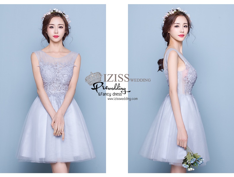 DS009 - **Pre order**ชุดราตรีหรู เดรสสั้นออกงาน (short dresses) ชุดไปงานแต่งงานสวยๆ ชุดยกน้ำชา "ธีมสีเทา"