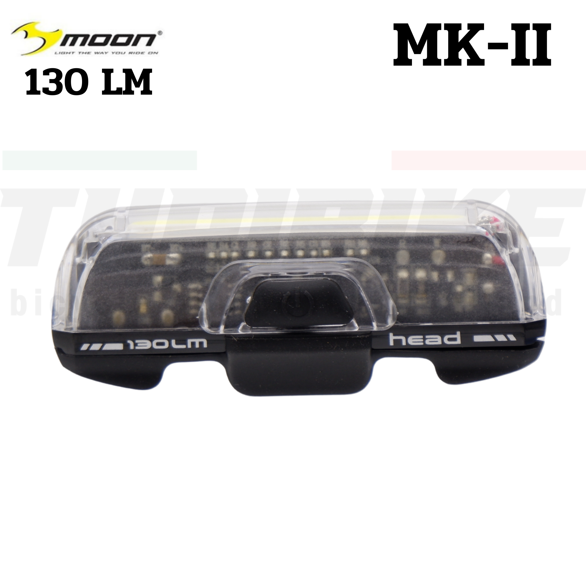 ไฟจักรยานเสือหมอบ เสือภูเขา ไฟสีขาว MOON MK-2-W USB rechargeable light 150LM