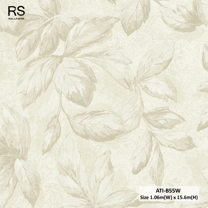 วอลเปเปอร์ลายใบไม้สีน้ำตาลอ่อน ATI-B55W