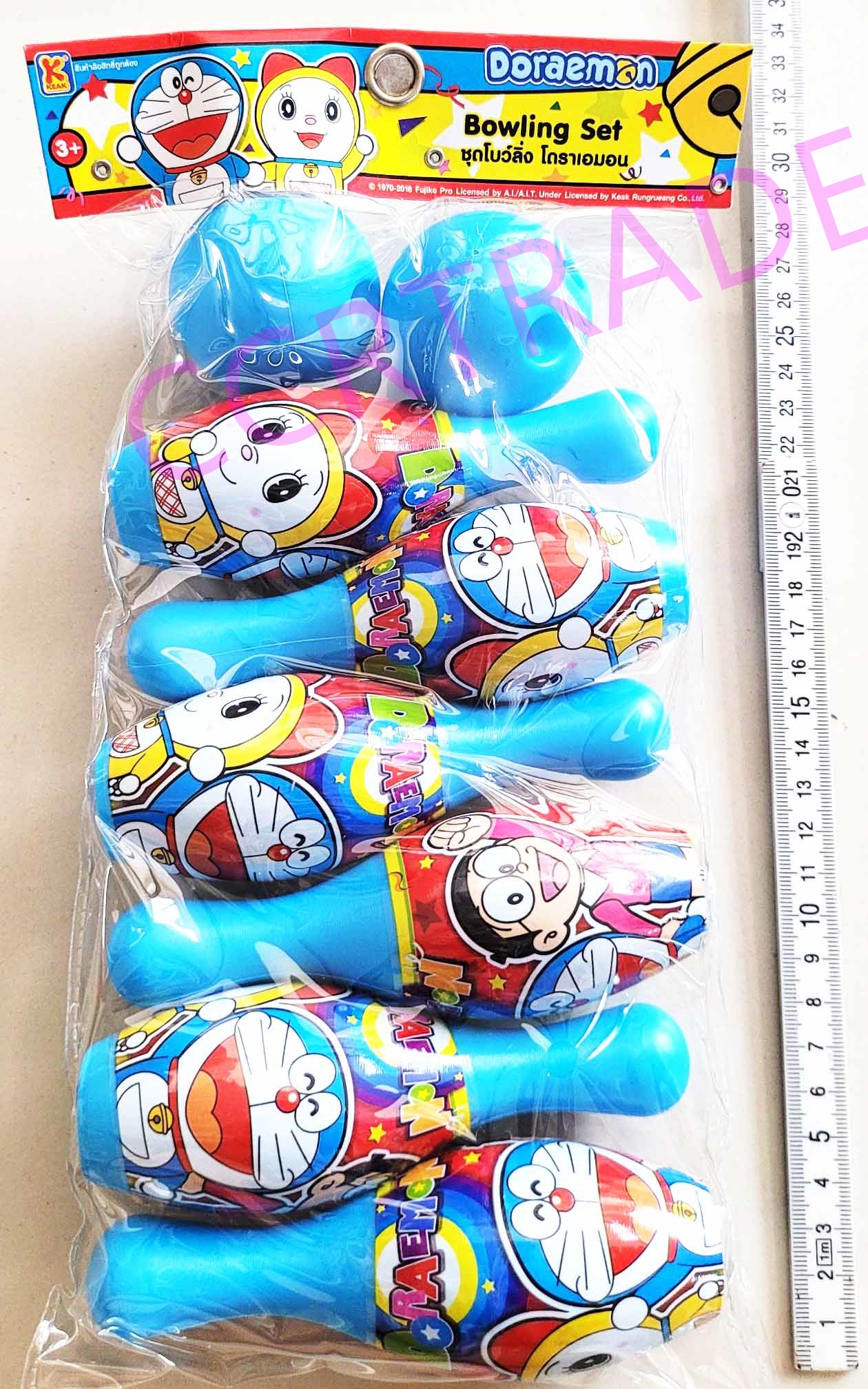 เซ็ทโบว์ลิ่งโดราเอม่อน 8 ชิ้นถุง PVC 18x33 ซม.(ลิขสิทธิ์แท้)(1x3)
