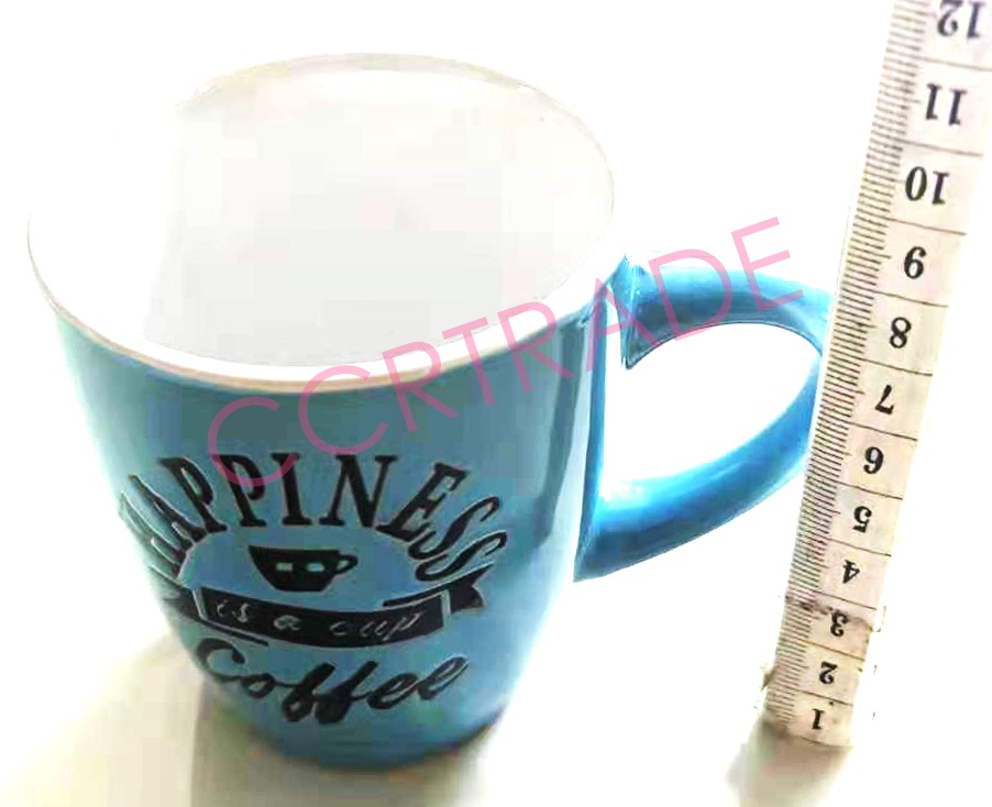 แก้วกระเบื้องทรงสูง มีหู Happy 7.5x8 ซม.(งานหนา)