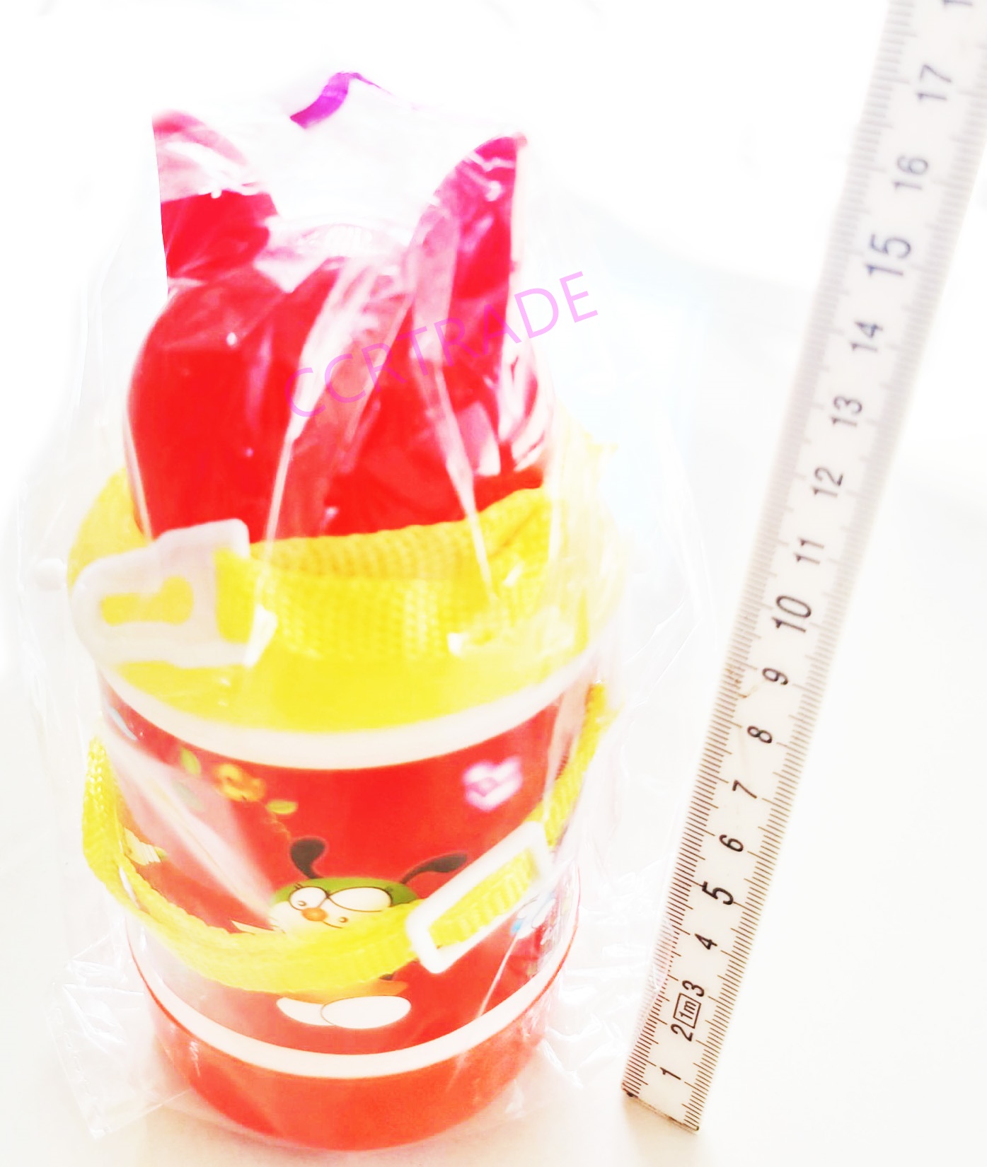 กระติกน้ำสีสดหูแมว+สายสะพาย 7x16 ซม.