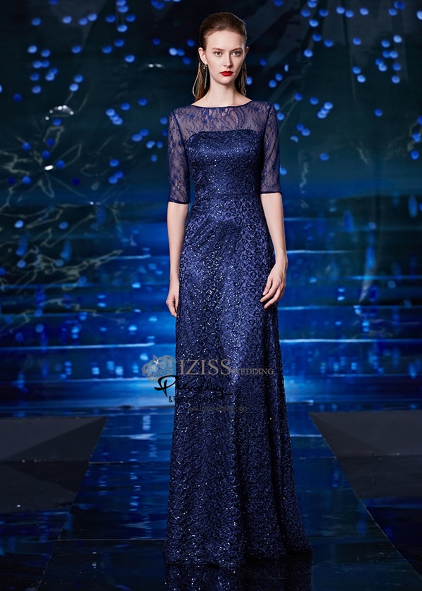 T006**พรีออเดอร์เดรสสีน้ำเงิน**ชุดราตรียาวสีน้ำเงินทั้งชุด แขนสั้น เล่นดีเทลตกแต่งเลื่อมในลูกไม้ ชุดเข้ารูป สวยหรู งานเกรดพรีเมี่ยม ไฮโซมากๆ ค่ะ