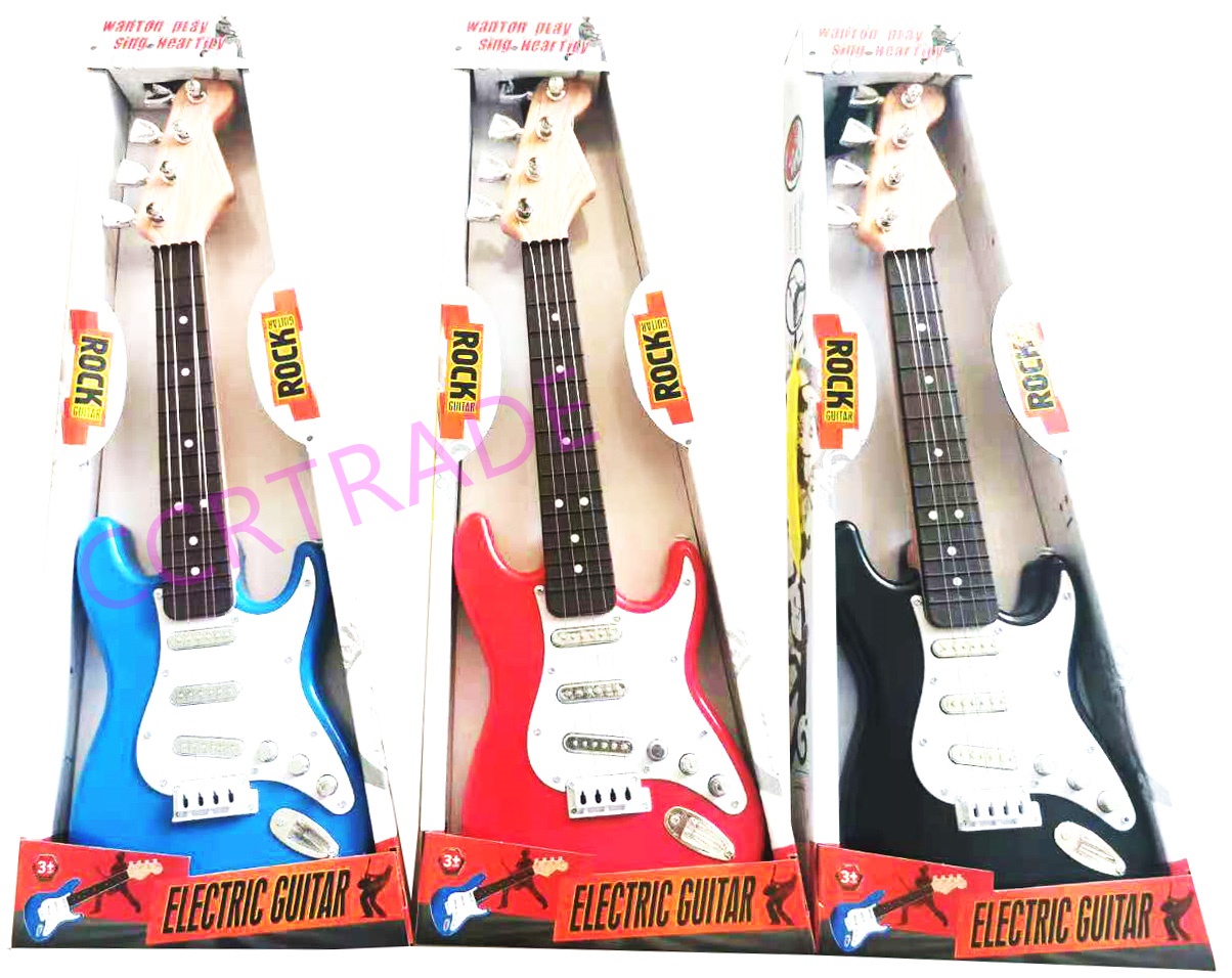 กีต้าร์ร็อคสีสด มีเพลง+สายสะพายกล่อง 17x45.5 ซม.(1x3)