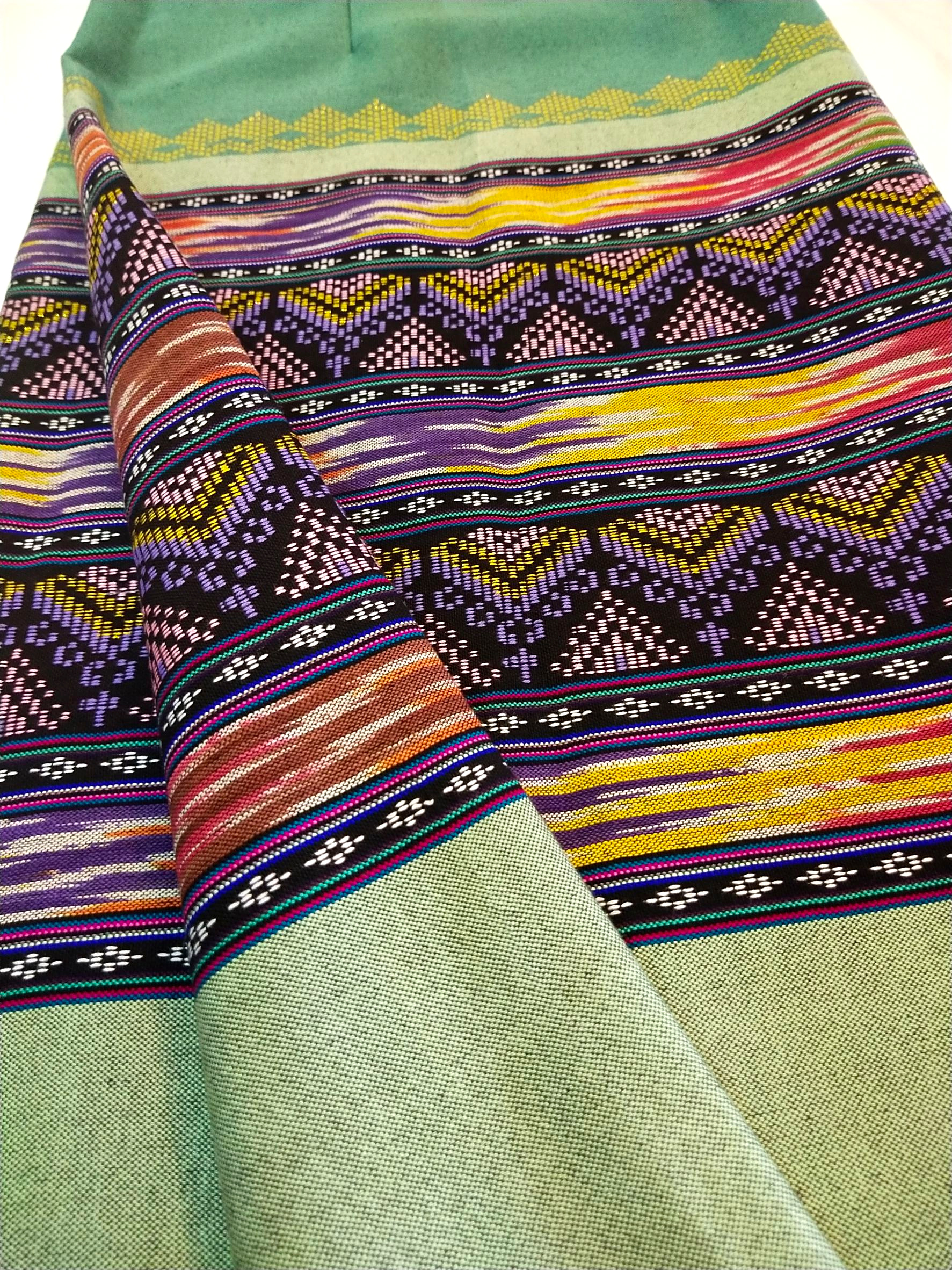 ผ้าถุงสำเร็จรูปผ้าซิ่นตีนจกไทลือ #ผ้าซิ่นสำเร็จรูปผ้าฝ้ายทออัดผ้ากาวเย็บถุงแล้ว