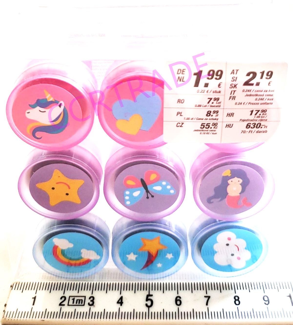 ตัวปั้มการ์ตูน 9 ชิ้นกล่องใส 9x12 ซม.(มีหมึกในตัว)