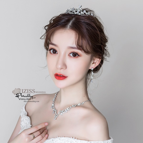 AC013 **พรีออเดอร์**เทียร่า มงกุฎเพชร ต่างหู สร้อยคอเจ้าสาว ชุดเครื่องประดับเจ้าสาวสวยหรูดุจเจ้าหญิง