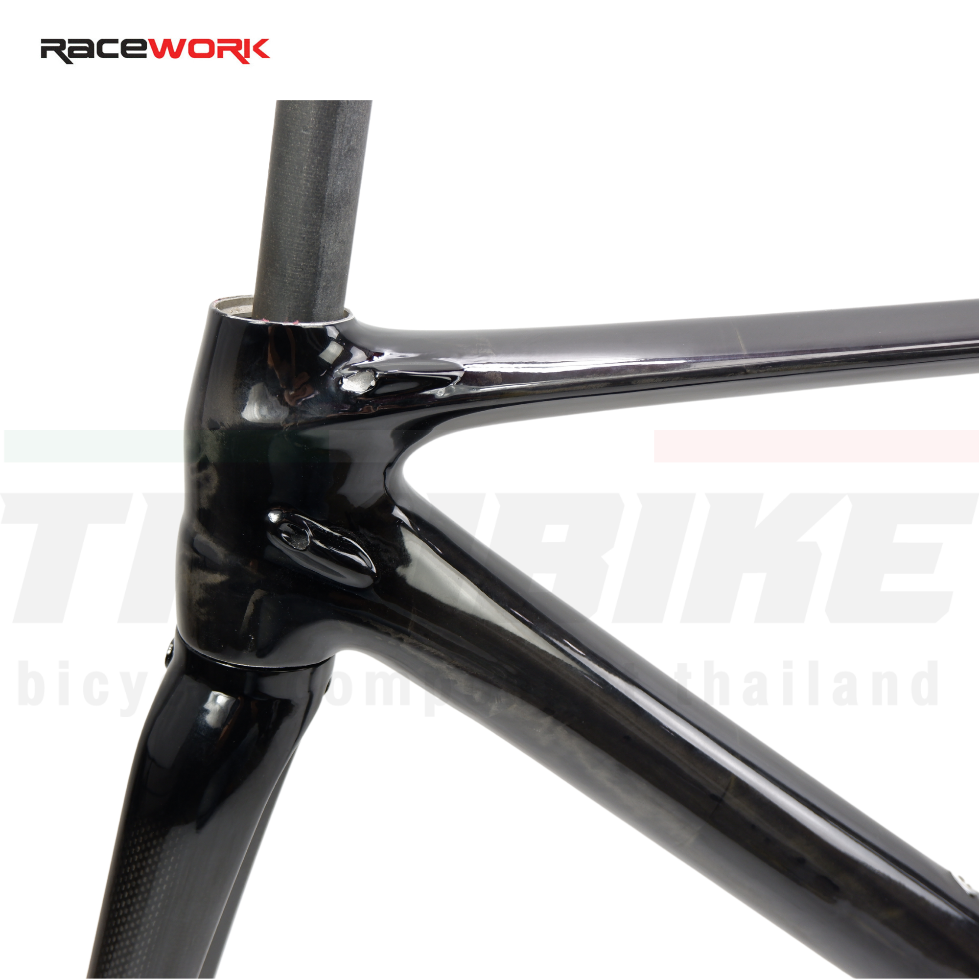 RACEWORK II เฟรมจักรยานเสือหมอบคาร์บอนแท้ สีดิบ (Full Carbon Frame) น้ำหนักเบา พร้อมตะเกียบ หลักอาน ถ้วยคอ สตาร์นัท สีดำ ขนาด 49/51/53