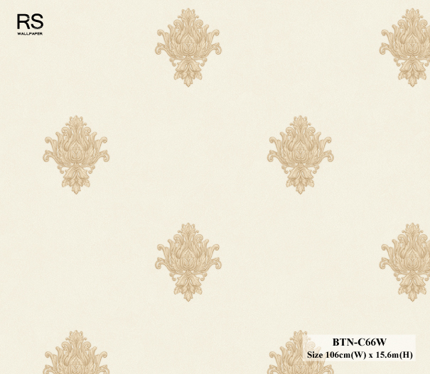 วอลเปเปอร์ลายหลุยส์คลาสสิค สีทองพื้นสีครีม BTN-C66W