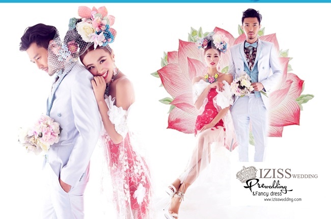 PW095 - Pre order ชุดคู่ถ่ายพรีเวดดิ้ง (prewedding dress) & ชุดแต่งงานแฟนซี (Fancy wedding dress)ชายหญิง "ธีมสีเหลือง-ส้ม"