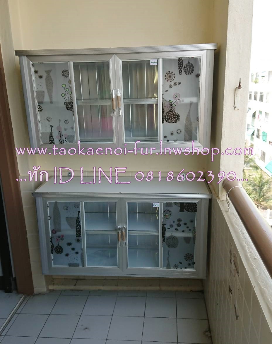 ตู้ลอยอลูมิเนียม+กระจก (เสาเหลี่ยม)