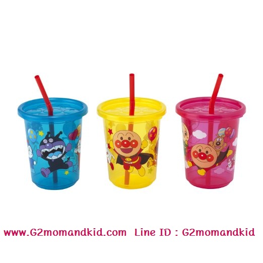 ++พร้อมส่ง++ แก้วน้ำ มีฝา สามารถเปลี่ยนหลอดได้ ลายอันปังแมน (เซตที่ 1) -- Anpanman japan ความจุ 270 ml สินค้า 1 เซต มี 3 ใบ 3 สี น้ำเงิน/ชมพู/เหลือง สินค้า made in japan นำเข้าจากญี่ปุ่นแท้ค่ะ