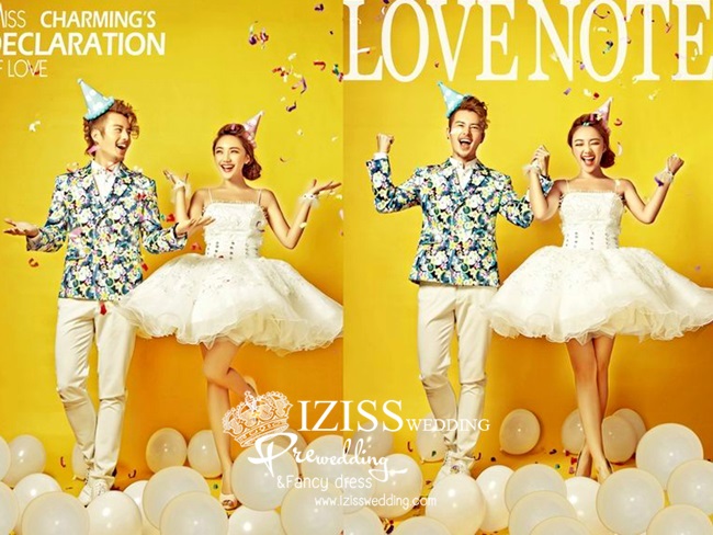 PW155 - Pre-order ชุดคู่ถ่ายพรีเวดดิ้ง (prewedding dress) & ชุดแต่งงานแฟนซี (Fancy wedding dress)ชายหญิง "ธีมสีขาว-ลายดอก"