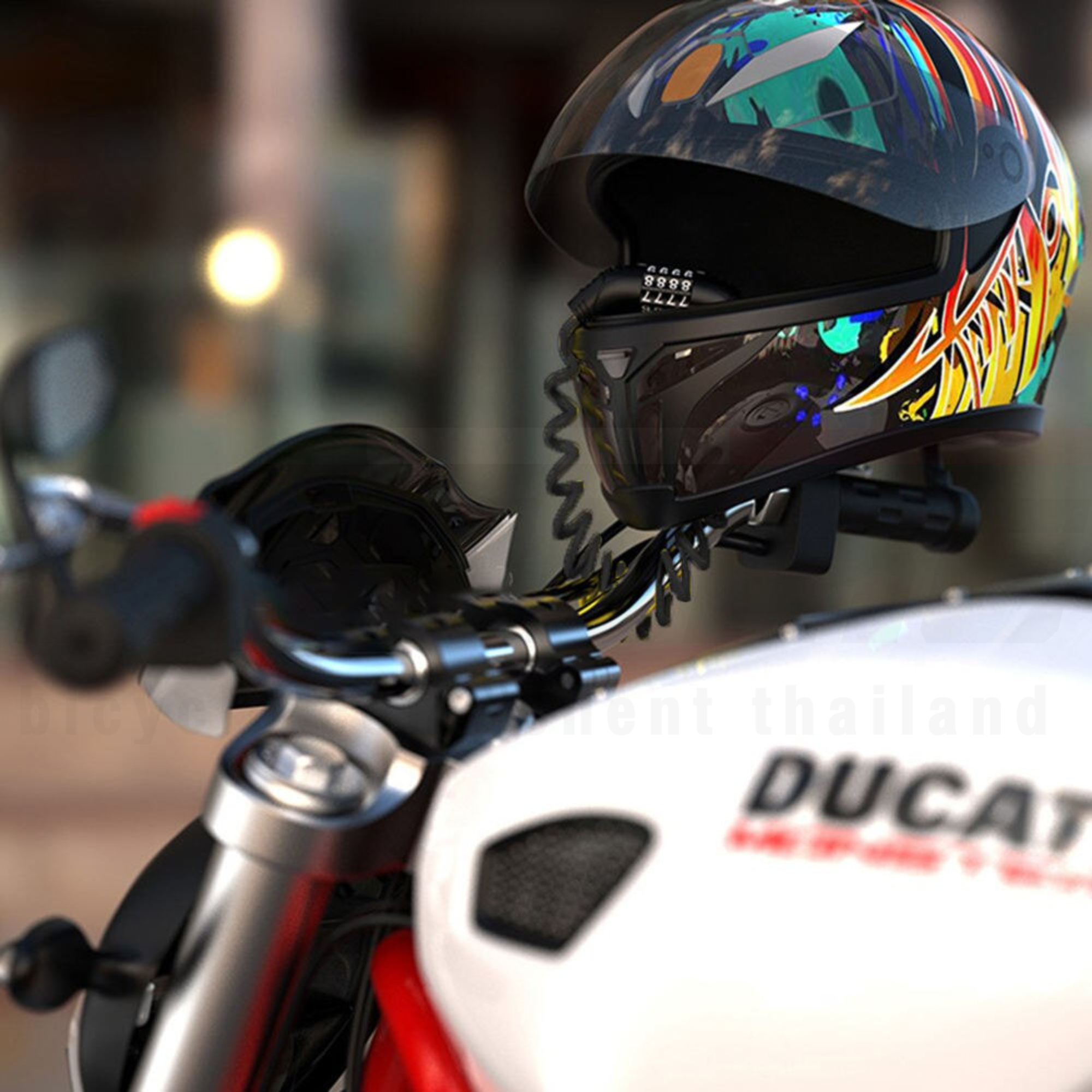 สายล็อคจักรยาน ล็อคหมวกกันน็อค THAIBIKE แบบสลิงยาว 1.5 เมตร