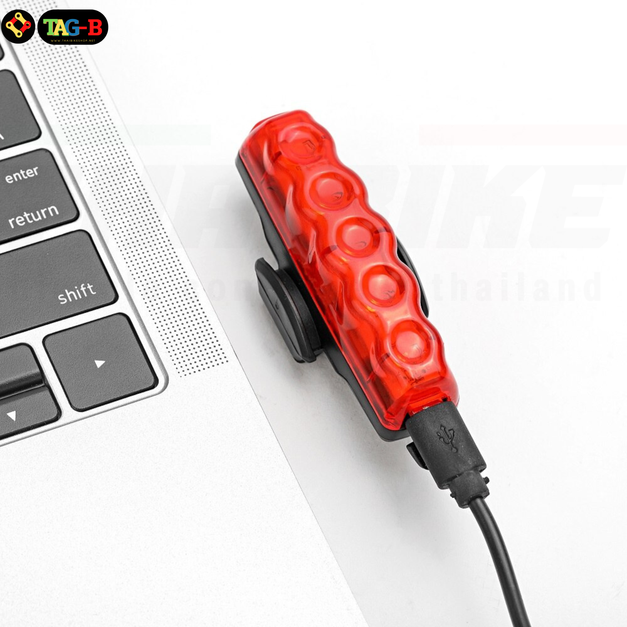 ไฟท้ายจักรยานชาร์จ USB THAIBIKE 004 ไฟสีแดง ไฟสีแดงน้ำเงิน