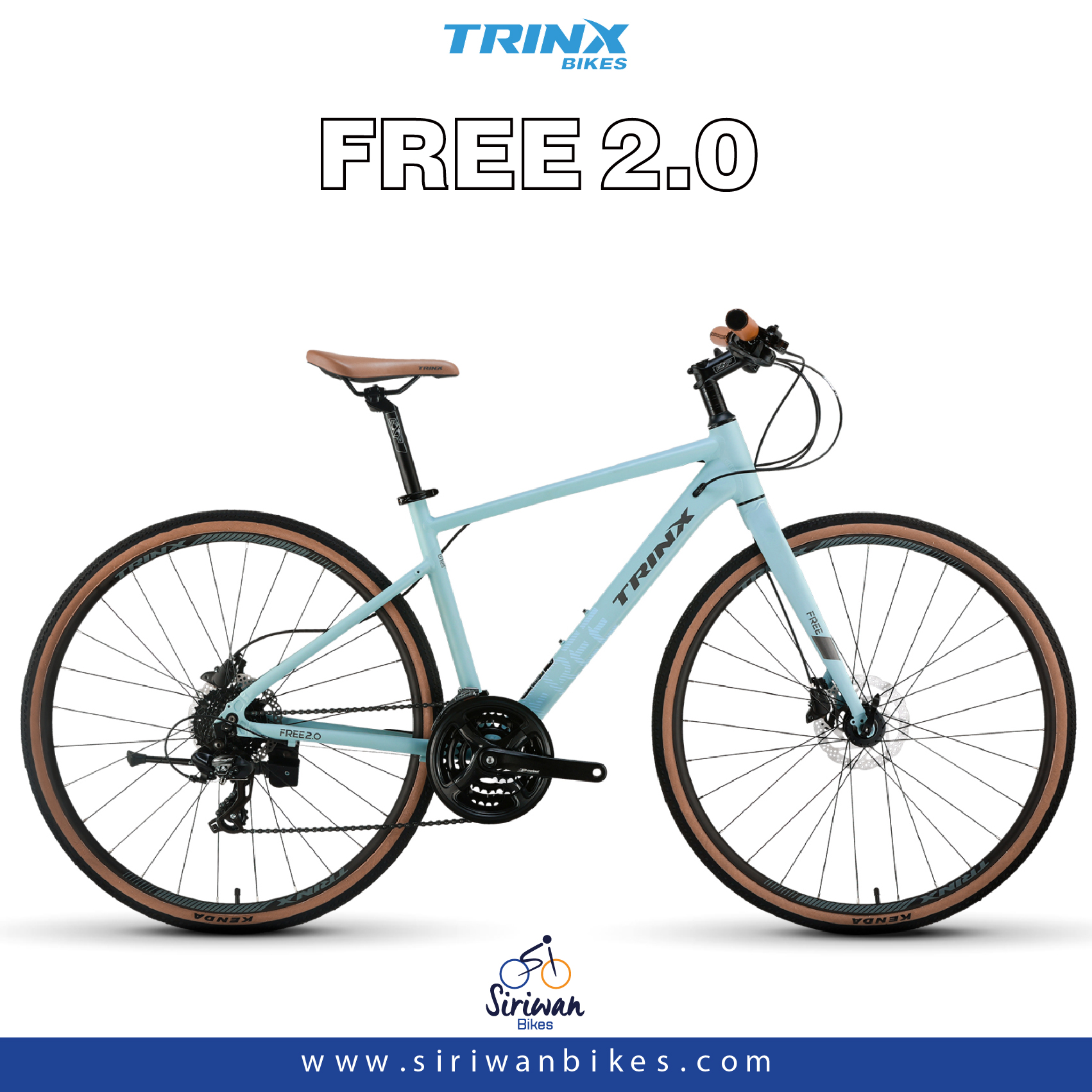 TRINX : FREE 2.0 จักรยานไฮบริด เฟรมอลูมิเนียม 24 สปีด ดิสเบรคไฮดรอลิกส์