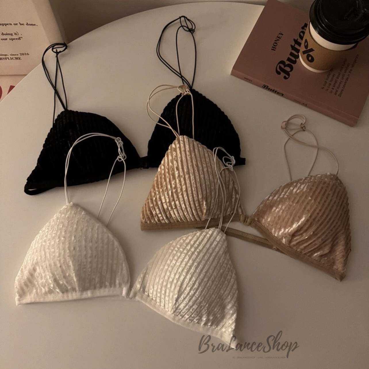 BLS✿6717 ครอปบราผ้าลูกฟูกตะขอหน้า