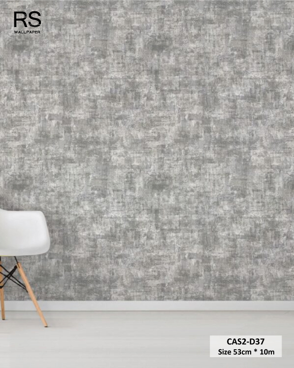 วอลเปเปอร์สไตล์ Loft ลายปูนคอนกรีตสีเทาเงินCAS2-D37