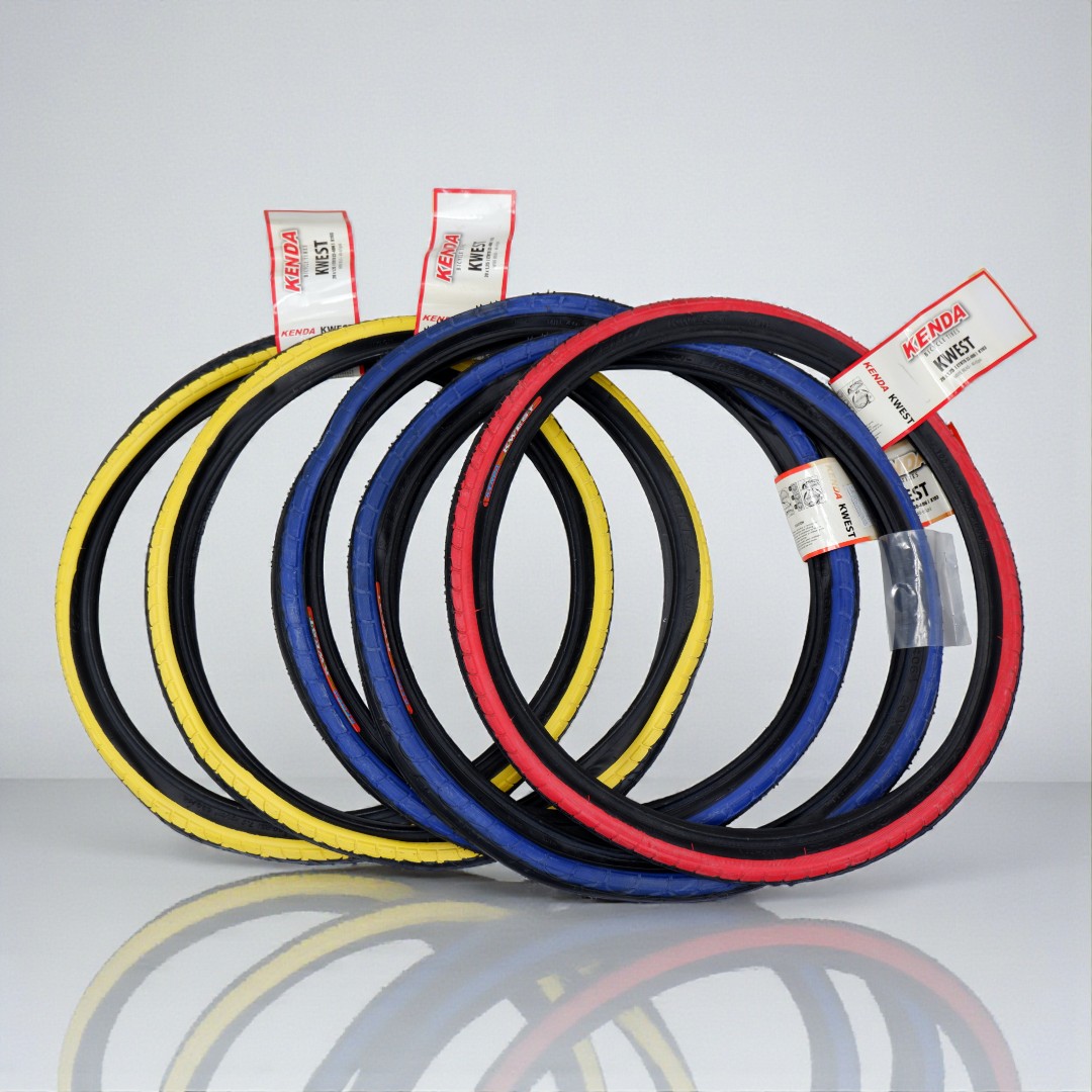 ยางนอกจักรยานเสือภูเขาทางเรียบ KENDA KWEST 26x1.50 26x1.95 ขอบเหลือง/แดง/น้ำเงิน