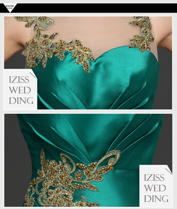 PW526 - **พรีออเดอร์** ชุดกี่เพ้าสีเขียวประดับดอกไม้เพชรพลอย ชุดยกน้ำชา ชุดคู่ถ่ายพรีเวดดิ้ง (prewedding dress) & ชุดแต่งงานแฟนซี (Fancy wedding dress)ชายหญิง "ธีมสีเขียว"