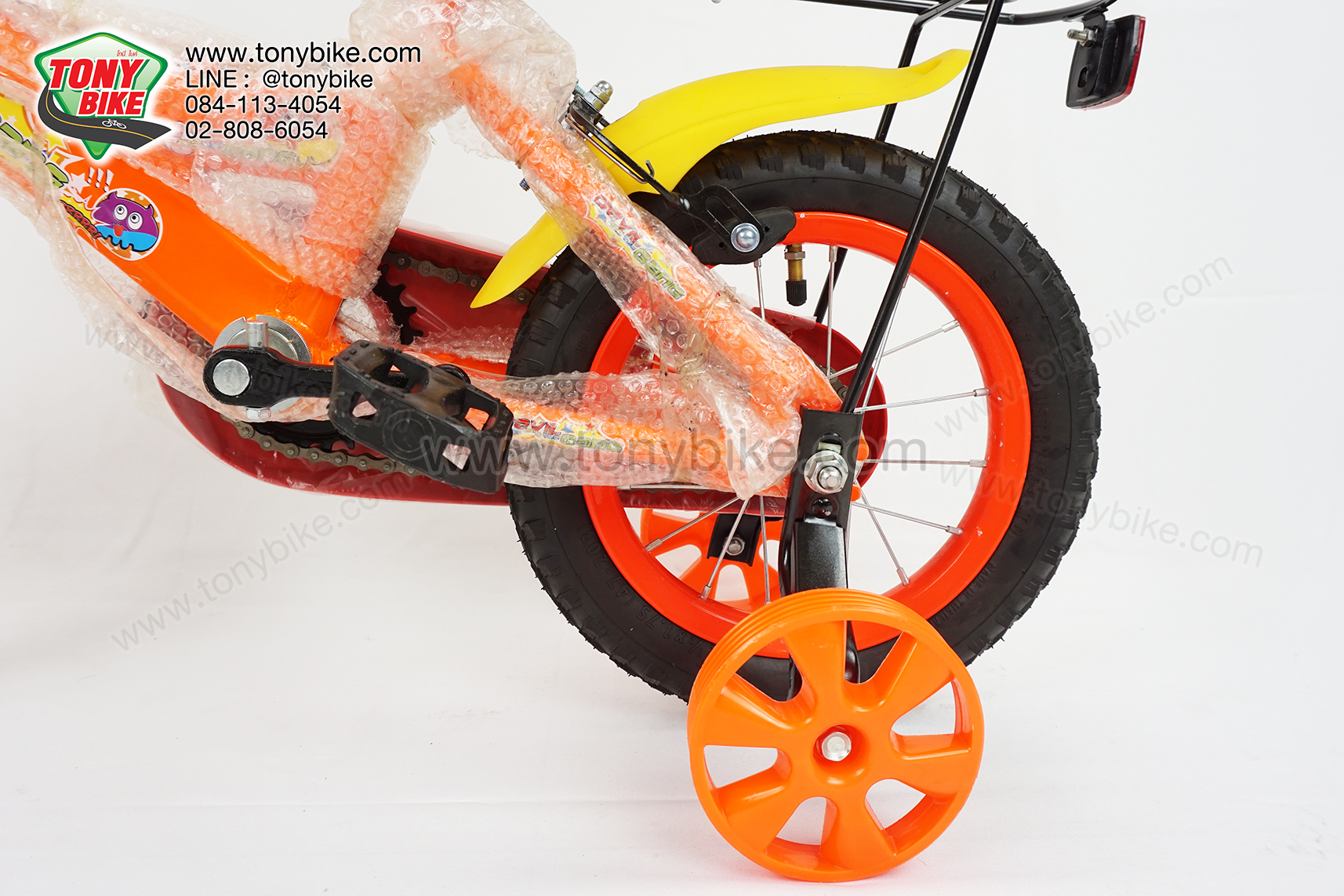 จักรยานเด็ก ล้อ 12 นิ้ว แฮนด์ตรง สีส้ม